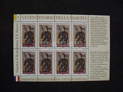 2012 Vaticano 6° Centenario della nascita di San Giovanna d'Arco BF