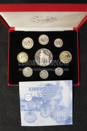 2004 Cipro serie prova euro coins in argento