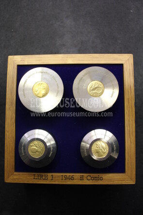 Doppia coppia conio e punzone della prima Lira Repubblica Italia 1946 in oro e platino