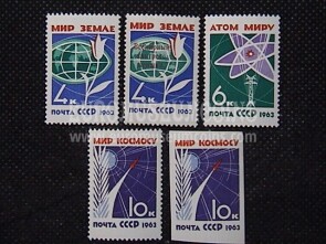1963 U.R.S.S.francobolli Disarmo + Giornata Donna 5 valori