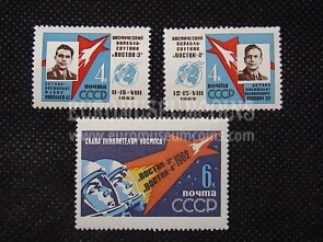 1962 U.R.S.S.francobolli Primo Volo Spaziale in coppia 3 valori 