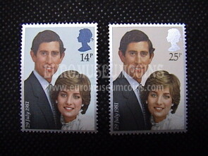 1981 Gran Bretagna serie francobolli Matrimonio Principe Carlo - Lady Diana
