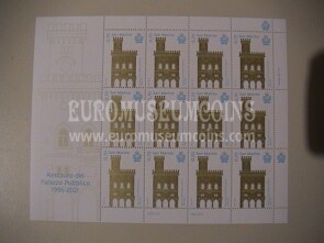 2021 San Marino 25 Anni dal restauro del Palazzo Pubblico 12 francobolli in minifoglio 