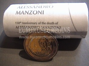Italia 2023 Alessandro Manzoni rotolino 2 euro commemorativo FDC