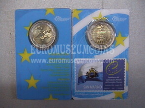 2012 San Marino 2 Euro in coincard ufficiale Presidenza del Consiglio d'Europa