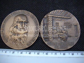 Medaglia in bronzo Leonardo da Vinci Museo scienza e tecnica Milano - Metallurgia Ferro