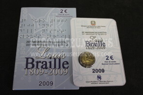 Italia 2009 Braille 2 euro commemorativo in folder originale ufficiale